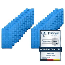 VonBueren 2-24 Ice Packs for Cool Bag | 12 Hours Long Cooling | Approx. 200 g per Ice Pack | Approx. 8.1 x 15.2 x 2.2 cm | Also for Cool Box (24)