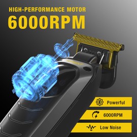 SUPRENT Hair Trimmers for Men - Electirc Cordless Beard Hair Trimmer with LED Display, High-Performance Rechargeable Zero-gapped Trimmer for Home Use with Titanium Blades