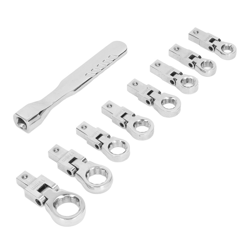 9Pcs Interchangeable Ratchet Wrench Chromium Vanadium Steel Box Wrench Set