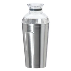 OGGI Groove Insulated Cocktail Shaker-17oz Double Wall Vacuum Insulated Stainless Steel, Tritan Lid has Built In Strainer, Ideal Cocktail Mixer, Martini Shaker, Margarita Shaker, Stainless
