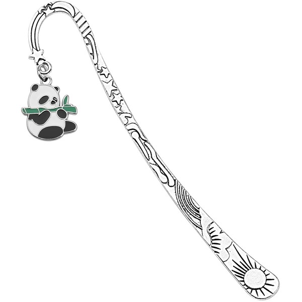 Book Marks Mental Bookmark for Men Women with Panda Pendant