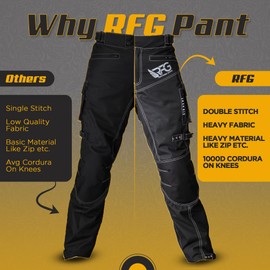 RFG Motorcycle Pants – Waterproof Cordura Fabric - Riding Pants with Armor Zippers & Double Stitching - 32 x 34 Black