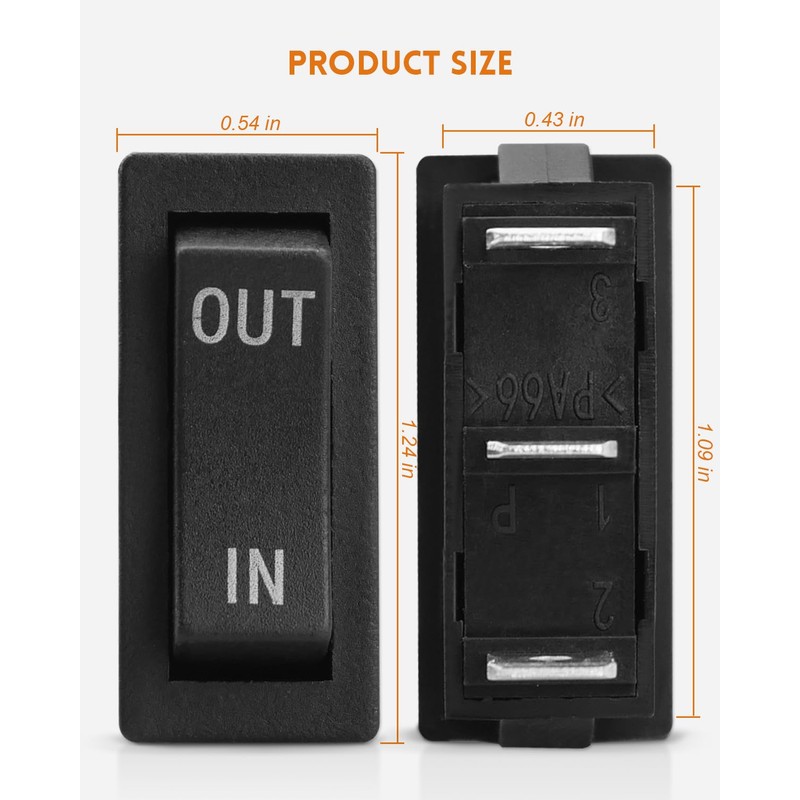 KCD4-3NC Momentary Rocker Switch, 3 Pins 3 Positons Double Side