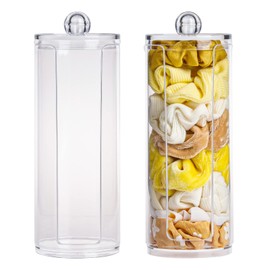 FABROK 2 soportes para coleteros, organizador transparente con tapa, organizador de accesorios para el cabello transparente, organizador perfecto para adolescentes y niñas