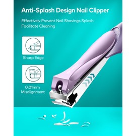 MR.GREEN Nail Clippers with Nail File,Anti Splash Nail Clipper Set for Thick Nails,Medical Grade Stainless Steel Professional Nail Cutter,Sharp and Durable fingernail Clipper for Men and Women(Purple)