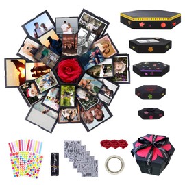 6 Faces Explosion Box, Love Memory Box, Mystery Lover Surprise Gifts Box for Couple, DIY Photo Album Creative Scrapbook paper