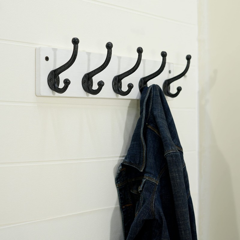 WEBI Rustic Coat Rack Wall Mount,5 Cast Iron Coat Hooks