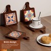 Wooden Trivets for Hot Dishes，3PCS Wooden Coasters with Organising Holder，Base