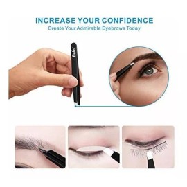 Pinzas Depiladoras Para Cejas De Acero Inoxidable Negro 4 Pz