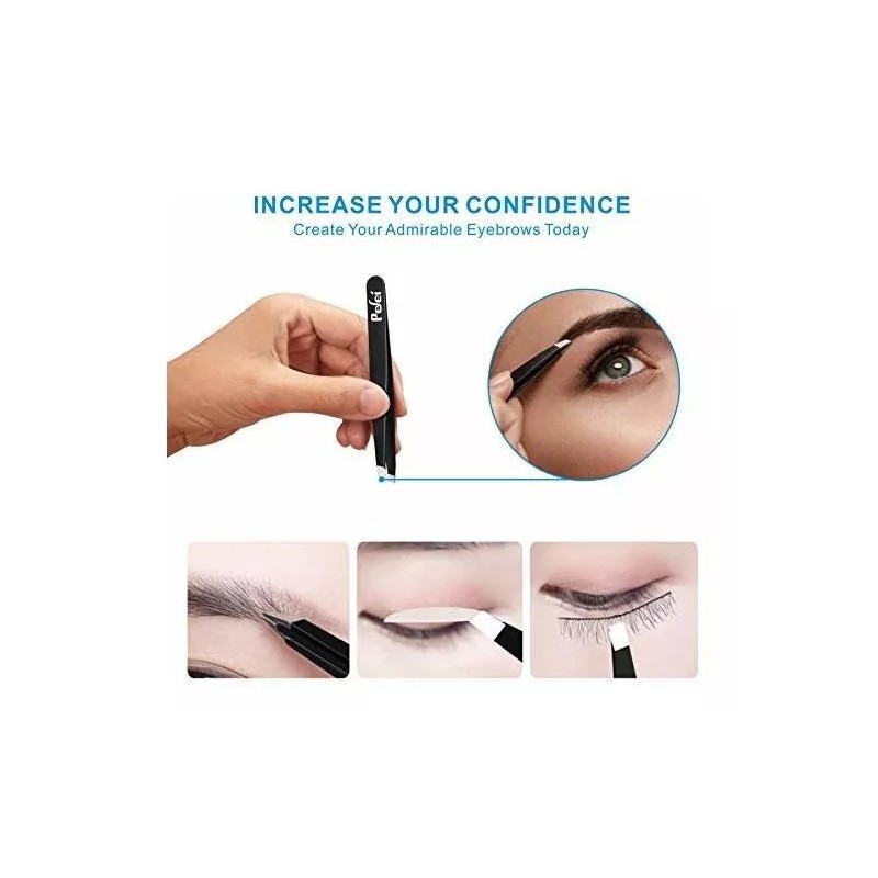 Pinzas Depiladoras Para Cejas De Acero Inoxidable Negro 4 Pz
