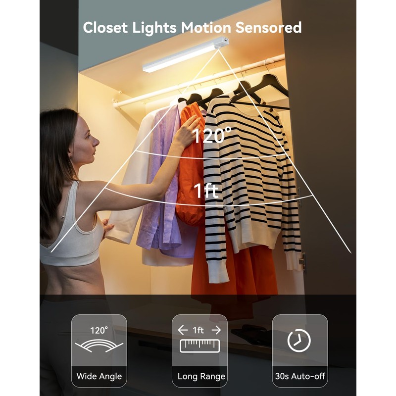 Rihvy Under Cabinet Lighting 4 Inches Rechargeable Motion Sensor Light