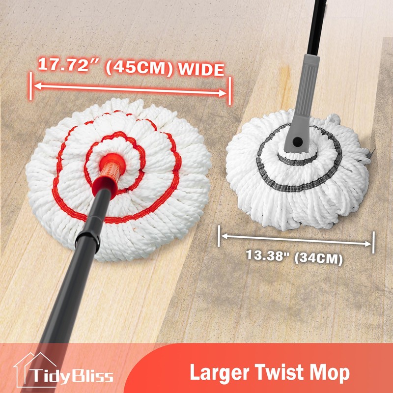 TidyBliss Self Wringing Twist Mop for Floor Cleaning, 57.5 inches