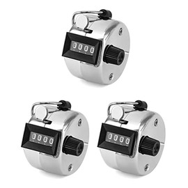 QWORKÂ® 3 Pcs Metal Tally Counters, 4-Digit Hand Held Mechanical Clicker Counter Sport Stadium Coach Referees School Event, Count from 0 to 9999