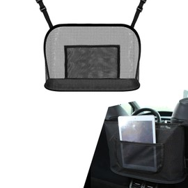 jokormo 1 PC Car Seat Back Gap Mesh Pocket, 15.74" x 4.52" x 10.23" Adjustable Drawstring Velcro Closure Large Capacity Wallet Cell Phone Tissue Bag, Multi-functional Accessory, for Cars (Black)