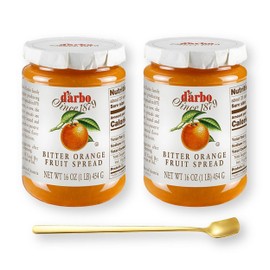 D'Arbo Bitter Orange Fruit Spread Marmalade Preserve 16 Oz. X 2 Jars with Bonus Gold Stainless Steel Stirring/Spreader Spoon (3-Pc Set)