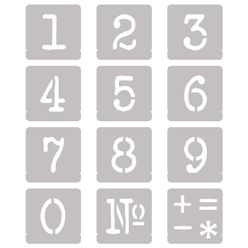 Reusable Plastic Stencil // 50 mm // Typewriter Numbers //