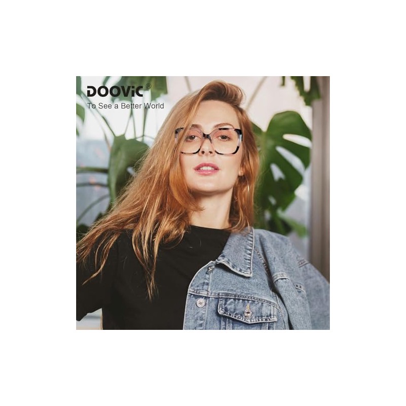 DOOViC Blaulichtfilter Lesebrille 1.25 Damen Rosa √úbergr√∂√üe Quadratisch Rahmen Computerbrille