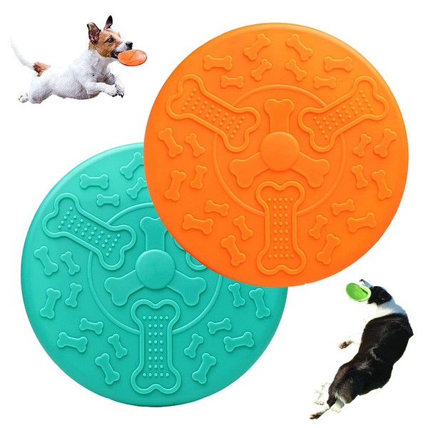 OUOQI Frisbee Dog Toy, 2 Dog Discs, Frisbee Dog Toy, Used for Large Dogs Outdoor Activities, Dog Training (1)