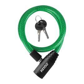 FITTOO Bike Lock, Traditional Bicycle Lock with 2 Keys, Security Cable Lock for Outdoors, Essential Bike Accessories, 12mm Diameter, 5 Colors Options (Green)