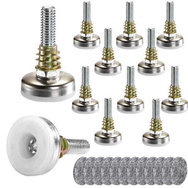 Coloch 12 Pack Adjustable Furniture Levelers, 3/8“-16 Thread Heavy Duty