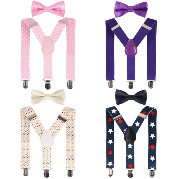 kilofly 4 Sets Boys Pre-tied Adjustable Neck Bow Ties +