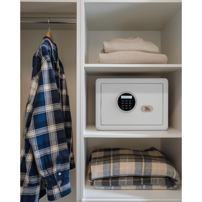 TIGERKING Small Safe Box for Home, 1.2 Cubic Feet White
