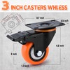 Moogii 3 Inch Heavy Duty Swivel Caster Wheels with Brake,1500
