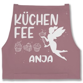 Geschenk mit Namen personalisiert by Shirtracer - Apron - Cooking Apron Women - Kitchen Fairy with Name - Gift - Christmas Birthday Mother's Day Grandma, 7 Pink