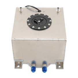 5 Gallon Universal Fuel Cell Tank Aluminum Polished Race Street Drift Strip 19 L Fuel Cell Tank with Level Sender Black/Silver