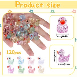 BFSYRR Mini Ducks 120 Pcs,Resin Animals,Flash Mini Resin Animals Ducks for Aquarium Dollhouse Fairy Garden Landscape Decor