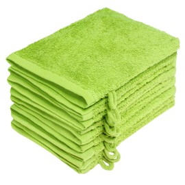 NatureMark Terry Cloth Wash Mitts, Pack of 10, Wash Cloth, 100% Cotton, Apple Green, 15 x 21 cm