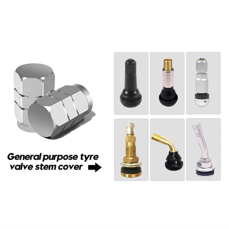 Aluminum Valve Stem Caps, 12 Pack - Universal Car Tire
