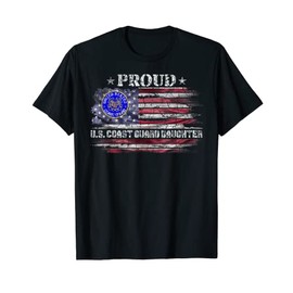 Vintage USA American Flag Proud US Coast Guard Daughter T-Shirt for Women Men