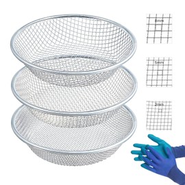 3PCS Soil Sifter for Gardening, Rock Sifter for 5gallon Bucket, Dirt Sifter Compost Sifter, Sifter for Gravel Sawdust Vermicompost