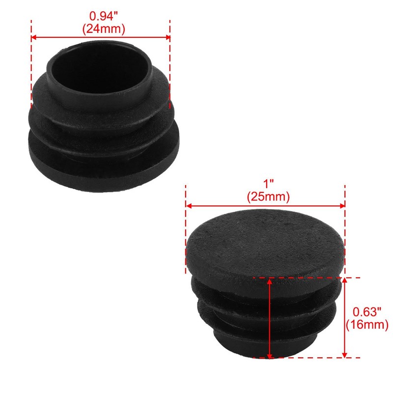 Sourcingmap Black Plastic 25mm Dia Blanking End Cap Round Pipe