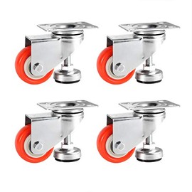 Skelang 4 Pcs 2” Adjustable Leveling Caster, Leveling Feet Wheels, Swivel Plate Casters Wheels, Installing for Industry Equipment, Shopping Carts, Dollies, Workbench, Bookshelves, Loading Capacity 440