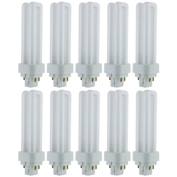 Sunlite - Foco fluorescente compacto de 4 pines (13 W), 10 unidades, Blanco cálido (2700K - Warm White)