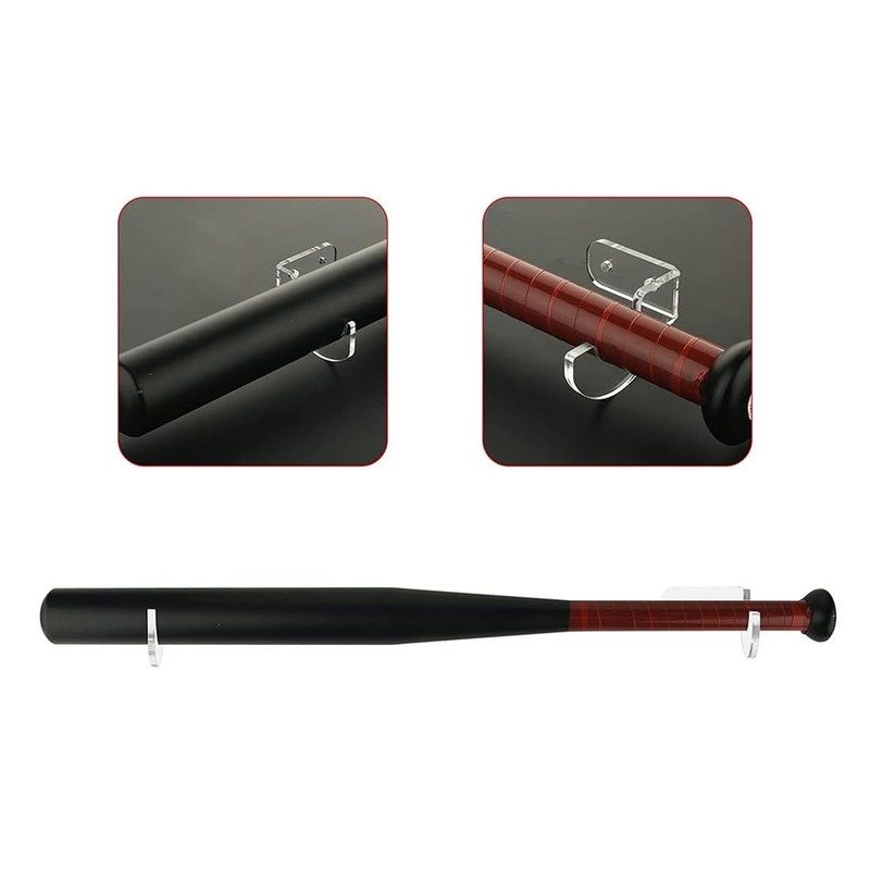 2 Pair Baseball Bat Wall Mount, Acrylic Horizontal Baseball Bat