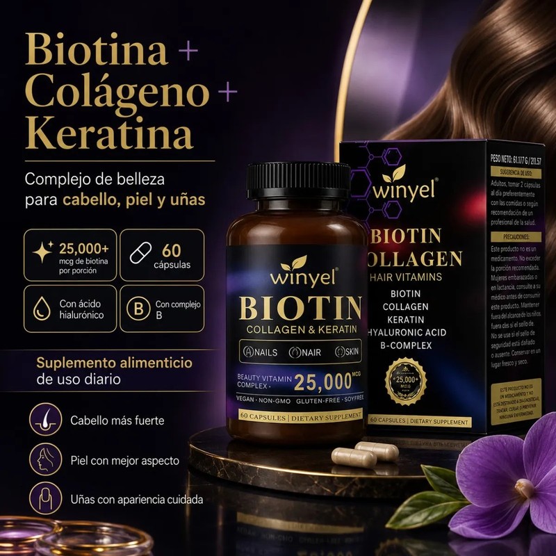 Biotina Colágeno Complejo B 60 Cápsulas