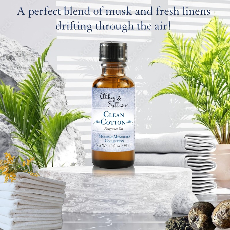 Abbey & Sullivan Fragrance Oil, Clean Cotton, 1 oz.