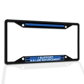 Fastasticdeals Metal Insert License Plate Frame I Support K-9 Law Enforcement Police Weatherproof Car Accessories Black 4 Holes Solid Insert