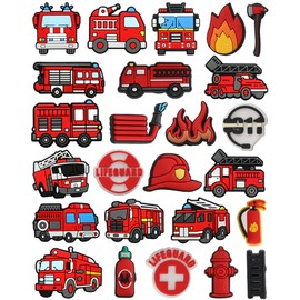 BOWNDY Fireman Theme Shoes Charms for Clog shoes Decoration,Lifeguard Fire Extinguisher Fire Hydrant Charms for Party Favor Holiday Birthday Gifts