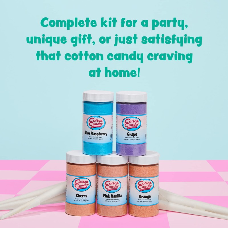 Cotton Candy Express Floss Sugar Variety Pack with 5 -