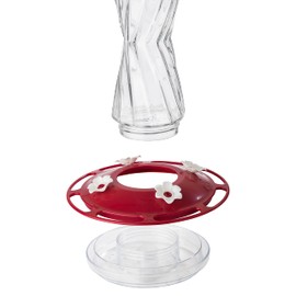 More Birds Bohemian Hummingbird Feeder, Glass Hummingbird Feeders for Outdoors, 4 Feeding Stations, 20 Ounces, Red