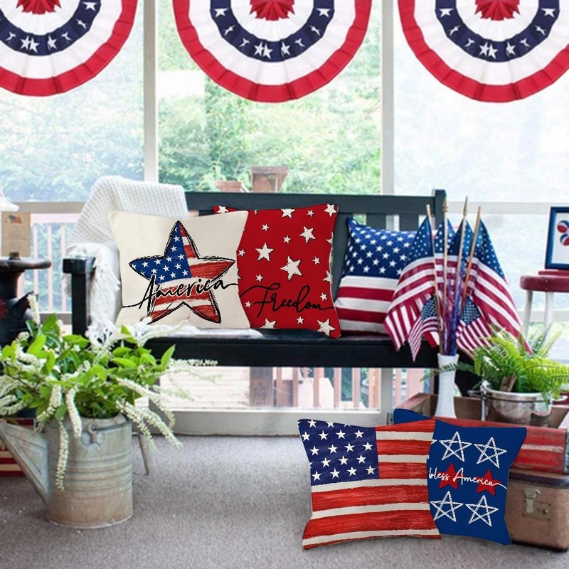 GEEORY 4th of July Decorations Pillow Covers 16x16 Set of