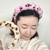 Fluffy Leopard Cloud Facial Headband for Women Accessory Pink 2ea
