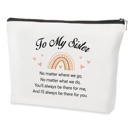 QONCV Sister Christmas Gifts, Best Sister Makeup Bag Cosmetic Bags Christmas Galentines Day Mothers Day Birthday Valentines Day Gift Ideas Presents for Women