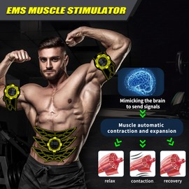SEVEKO EMS Abdominal Trainer, Abdominal Trainer, Safe Effective Fast EMS Training Device, Full Body Muscle Trainer, 8 Modes and 15 Intensities, Pack of 10 Replacement Hydrogels (Yellow)