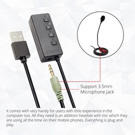 Syba USB Audio Adapter, USB to 3.5mm Jack TRS AUX Adapter for Built-in Chip USB Sound Card for Headphonw with Separate Plug TRS 3 Pole Microphones,SD-AUD63119