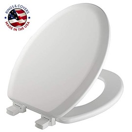 MAYFAIR 1841EC 000 Toilet Seat will Never Loosen and Easily Remove, ELONGATED, Durable Enameled Wood, White